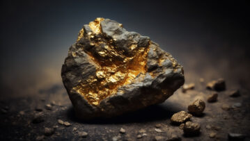 Gold Nugget, large and with a rough rocky look. Concept of Gold